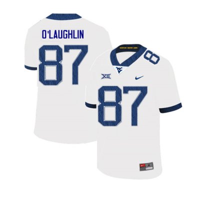 Men's West Virginia Mountaineers NCAA #87 Mike O'Laughlin White Authentic Nike 2019 Stitched College Football Jersey QN15M27WX